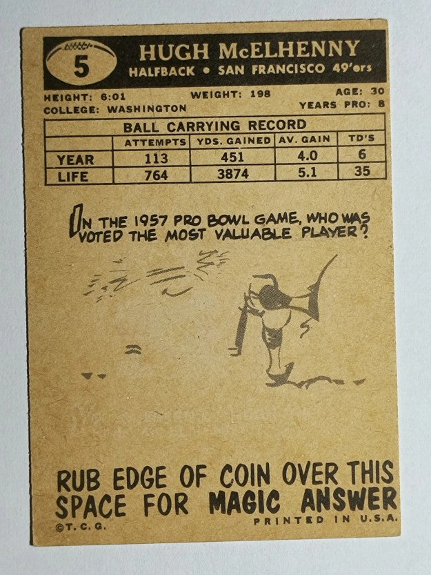 1959 Topps #5 Hugh McElhenny (VGEX)