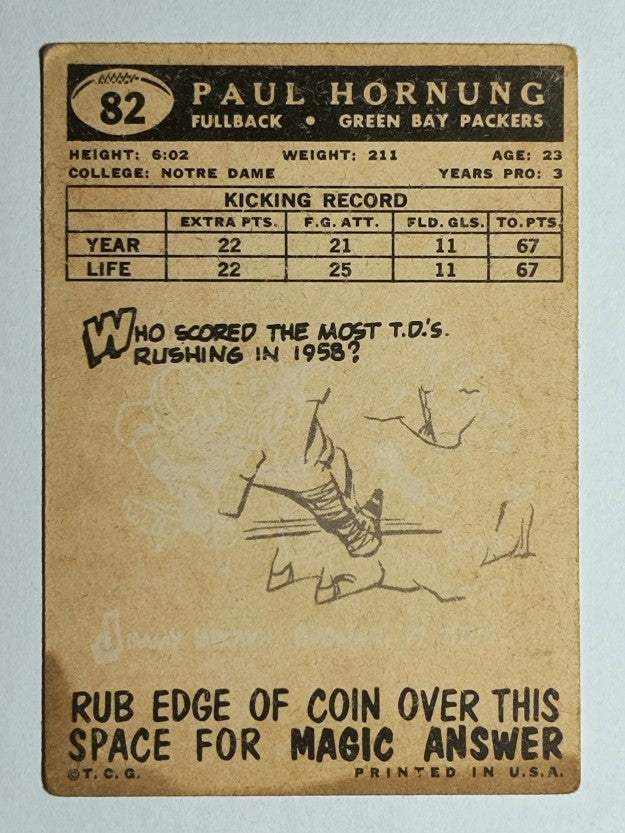 1959 Topps #82 Paul Hornung (VG)