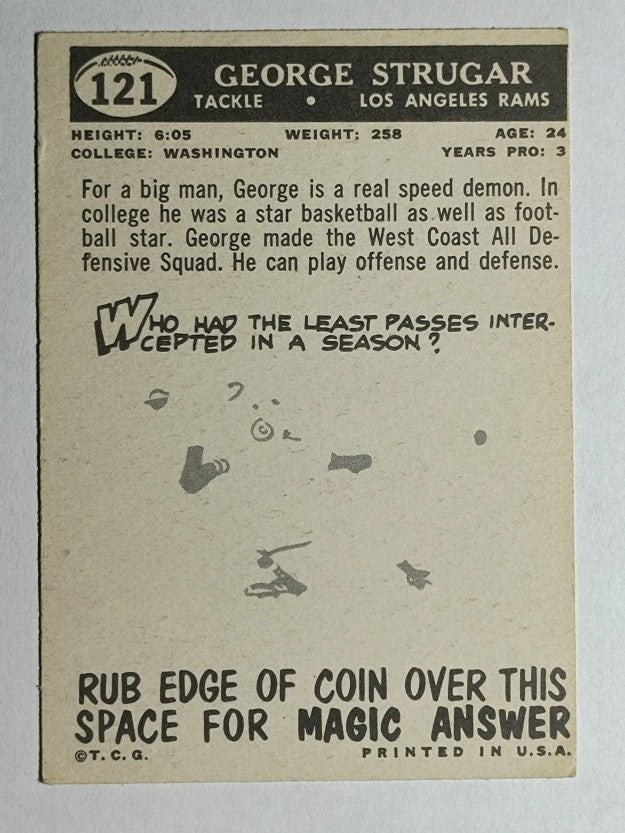 1959 Topps #121 George Strugar RC (VGEX)