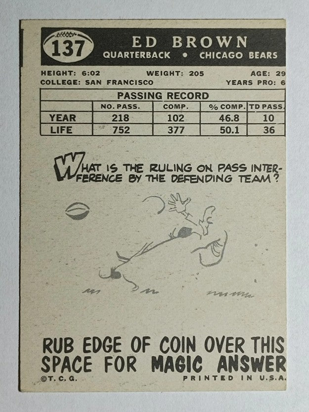 1959 Topps #137 Ed Brown (VGEX)