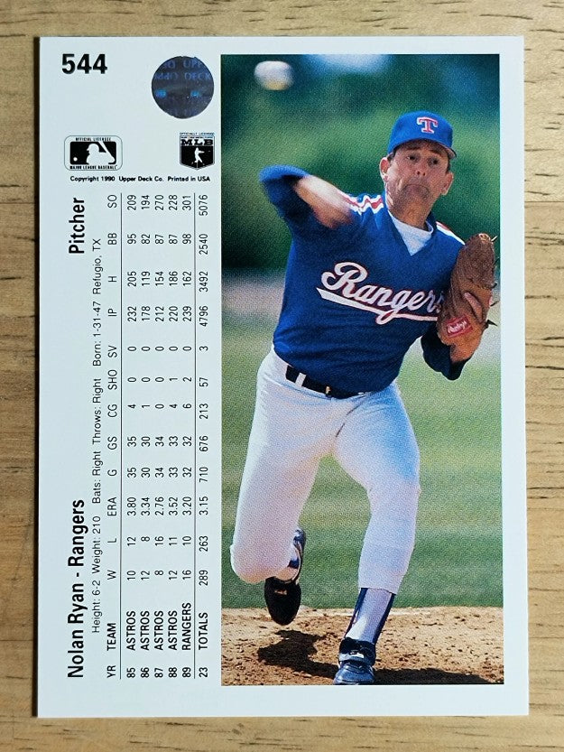 1990 Upper Deck #544 Nolan Ryan