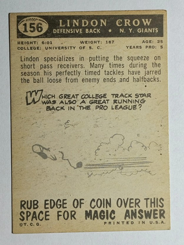 1959 Topps #156 Lindon Crow (EX)