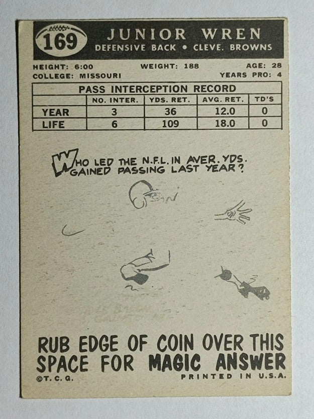 1959 Topps #169 Junior Wren RC (VGEX)