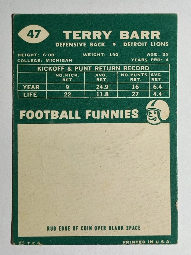 1960 Topps #47 Terry Barr (VG)