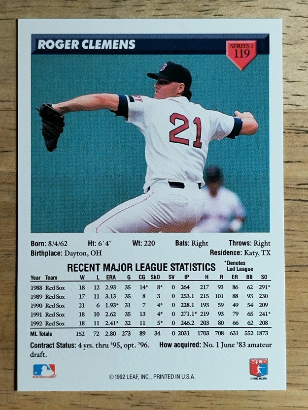 1993 Donruss #119 Roger Clemens
