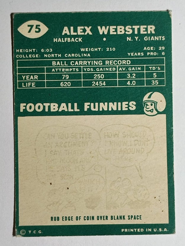1960 Topps #75 Alex Webster (VGEX)