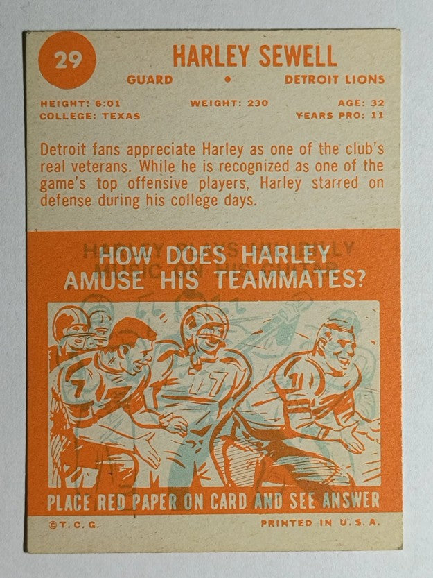 1963 Topps #29 Harley Sewell (EX)