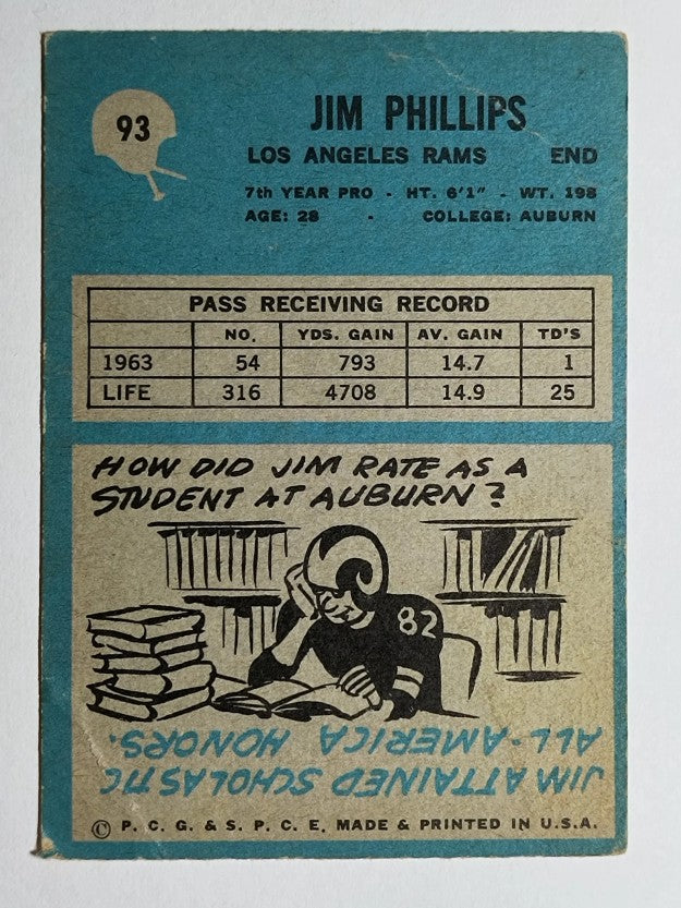 1964 Philadelphia #93 Jim Phillips (GOOD)