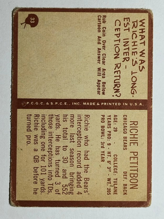 1967 Philadelphia #33 Richie Petitbon (POOR)