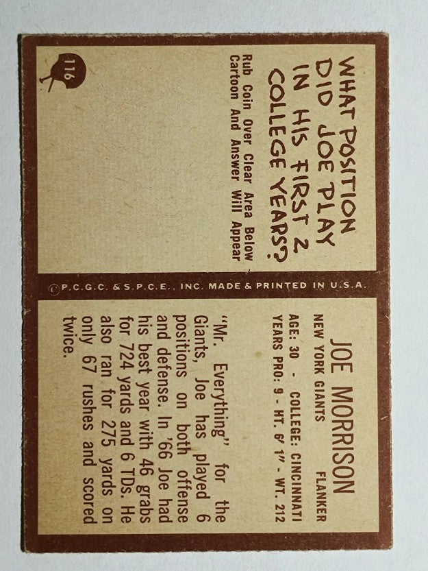 1967 Philadelphia #116 Joe Morrison (EX)