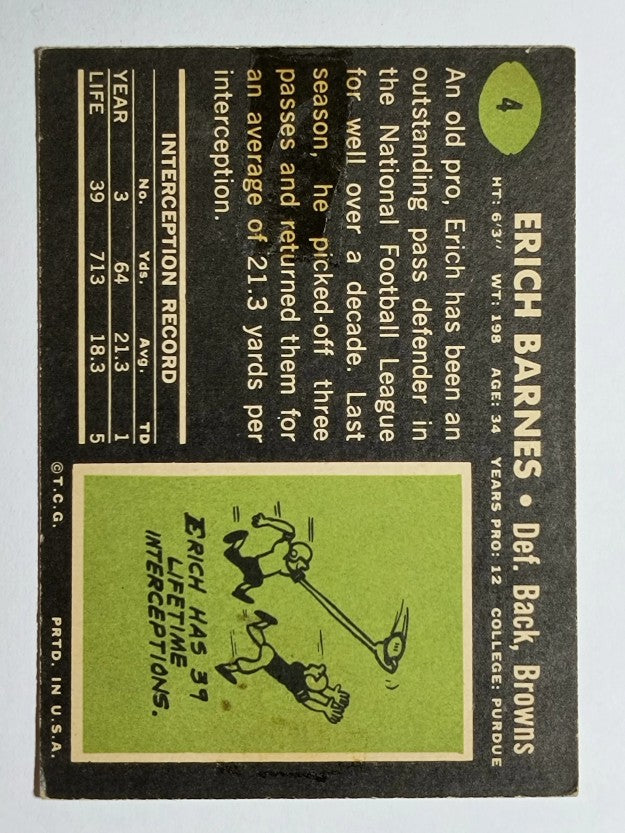 1969 Topps #4 Erich Barnes (POOR)