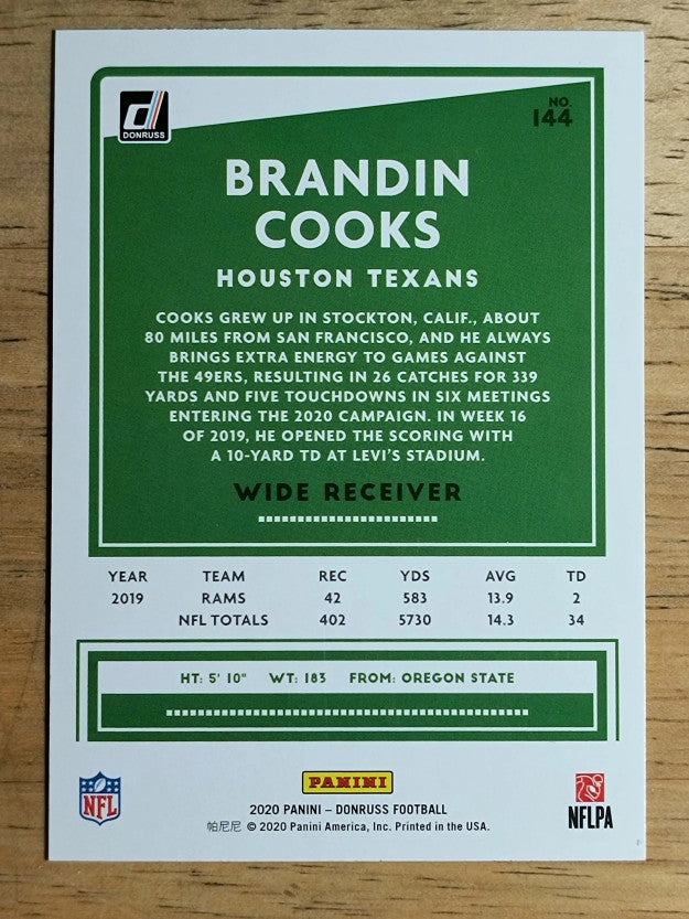 2020 Donruss #144 Brandin Cooks