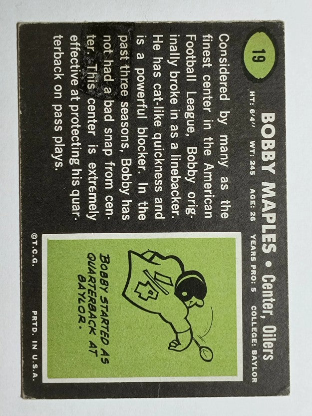 1969 Topps #19 Bobby Maples (POOR)