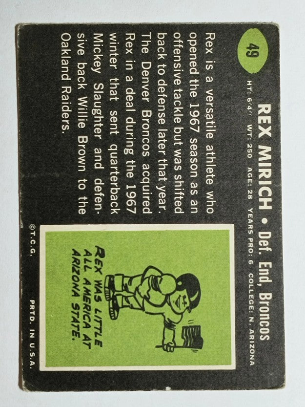 1969 Topps #49 Rex Mirich (GOOD)