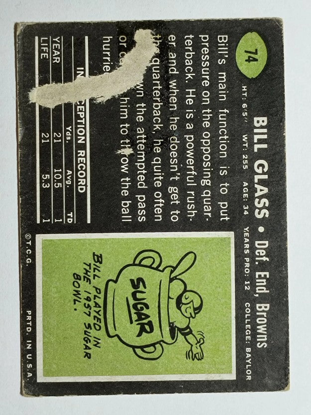 1969 Topps #74 Bill Glass (POOR)