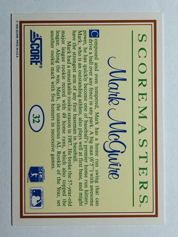 1989 Scoremasters #32 Mark McGwire