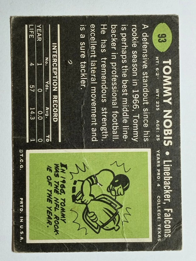 1969 Topps #93 Tommy Nobis (POOR)