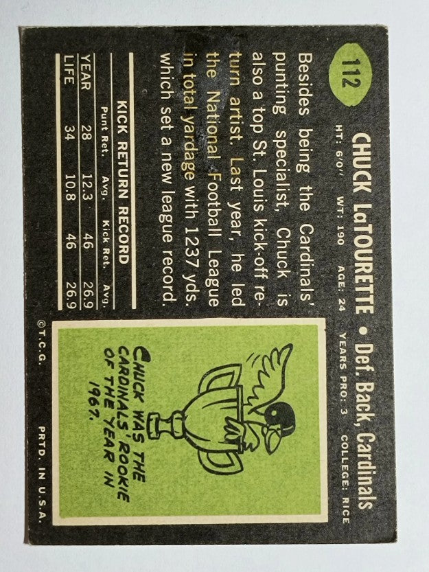 1969 Topps #112 Chuck Latourette RC (POOR)