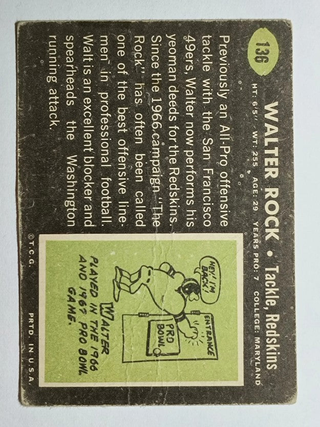 1969 Topps #136 Walter Rock (POOR)