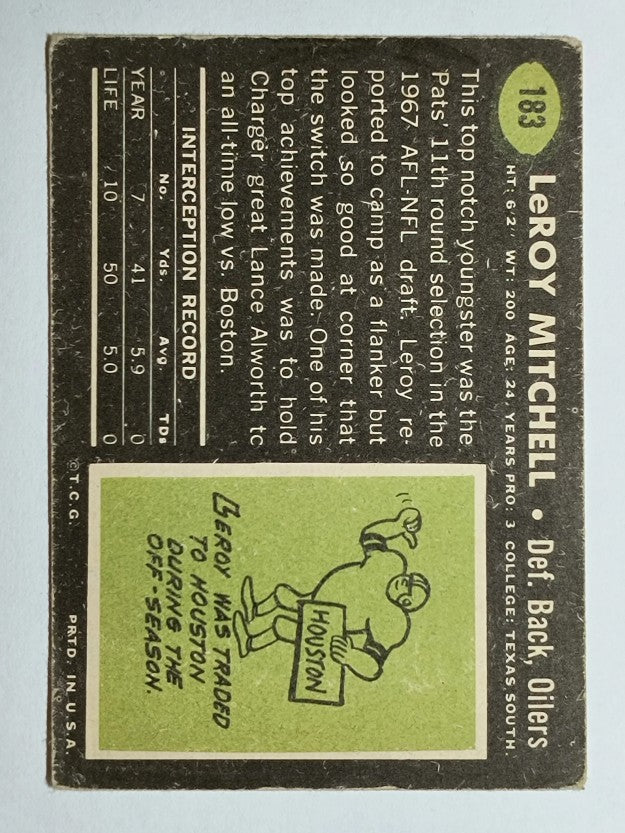 1969 Topps #183 Leroy Mitchell (GOOD)