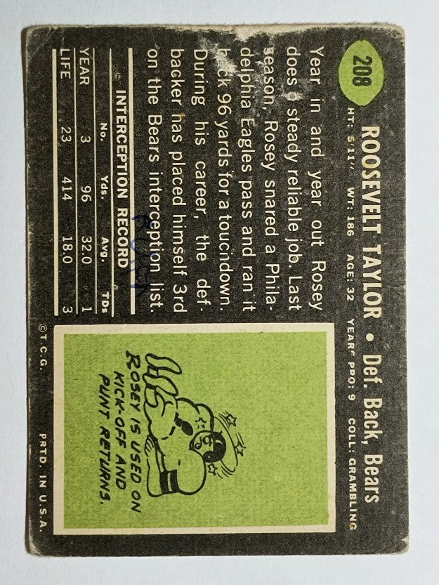 1969 Topps #208 Roosevelt Taylor (POOR)