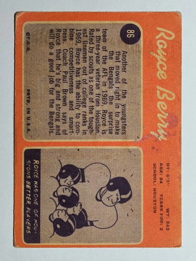 1970 Topps #86 Royce Berry RC (POOR)