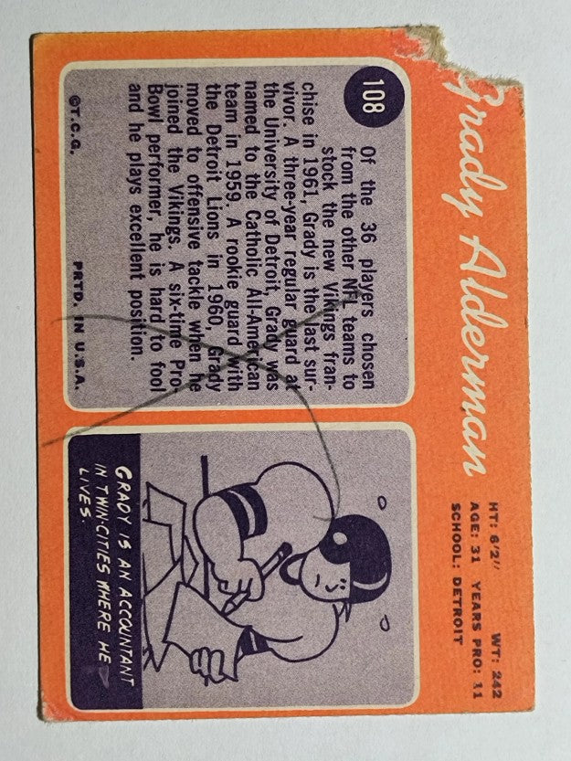 1970 Topps #108 Grady Alderman (POOR)