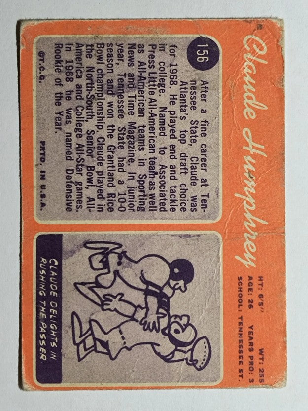 1970 Topps #156 Claude Humphrey RC (POOR)