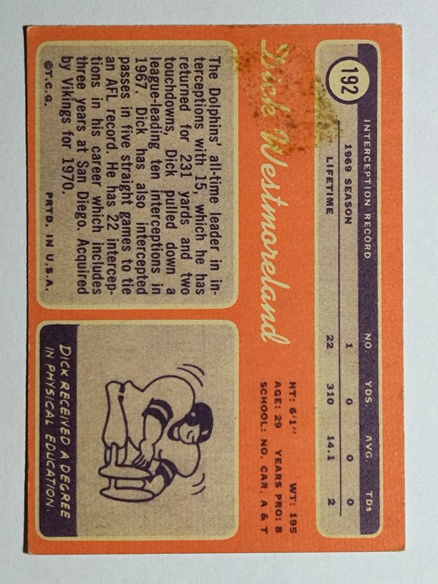 1970 Topps #192 Dick Westmoreland (POOR)
