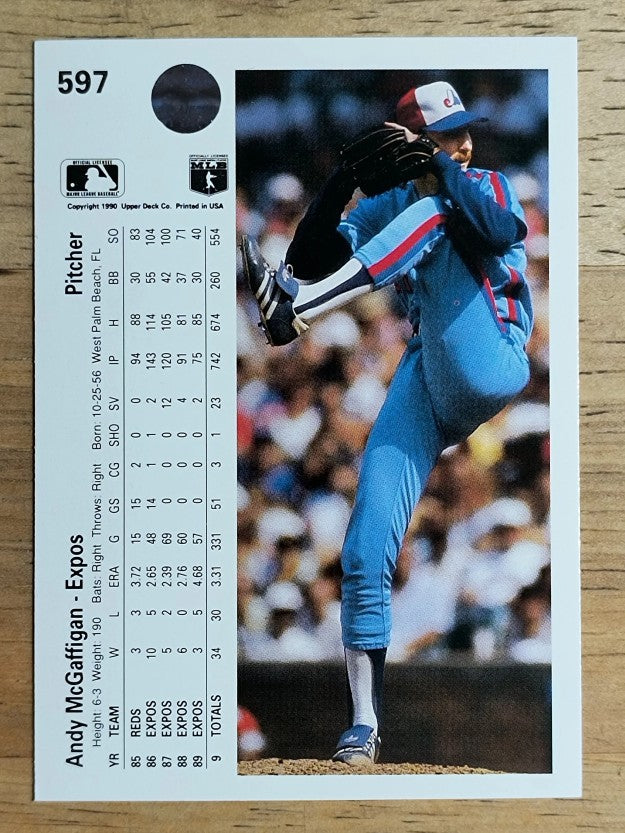 1990 Upper Deck #597A Andy McGaffigan ERR/Photo actually Rich Thompson
