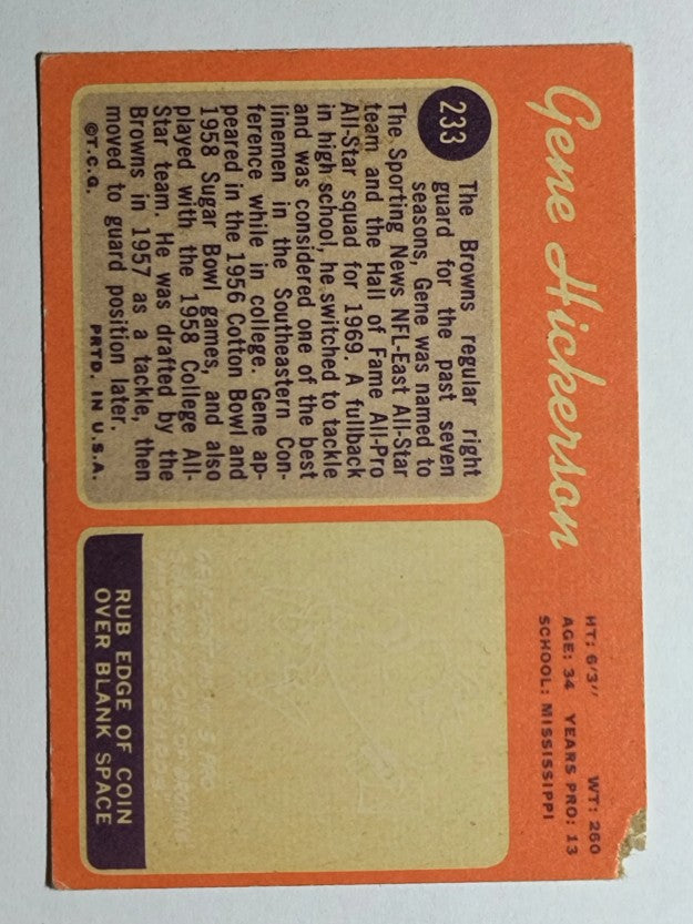 1970 Topps #233 Gene Hickerson (POOR)
