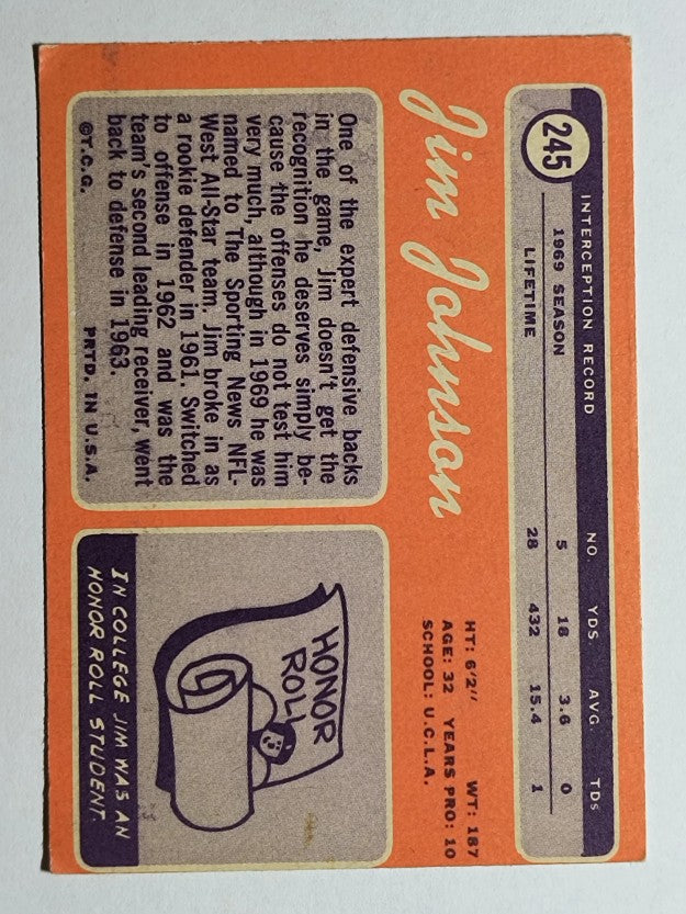 1970 Topps #245 Jim Johnson (POOR)
