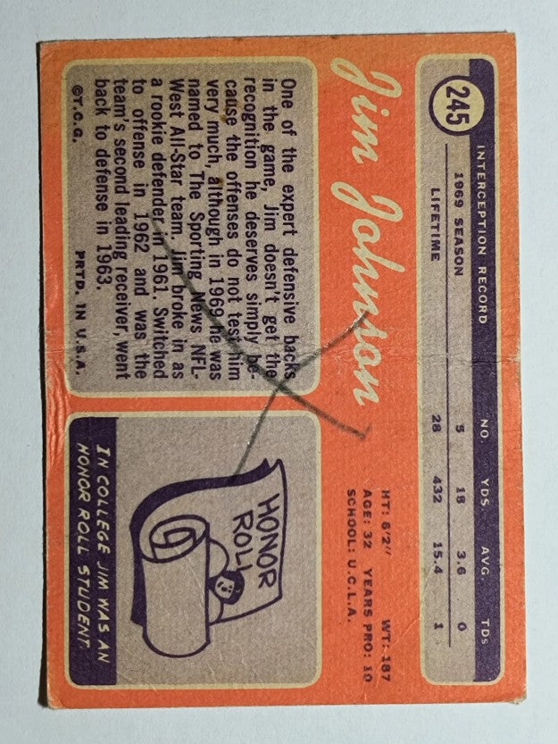1970 Topps #245 Jim Johnson (POOR)