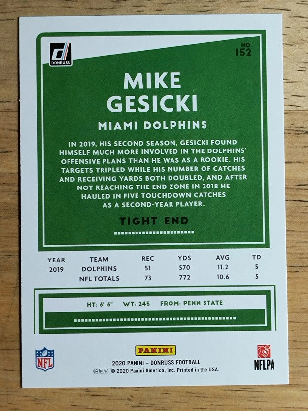 2020 Donruss #152 Mike Gesicki