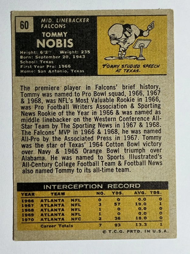 1971 Topps #60 Tommy Nobis (GOOD)