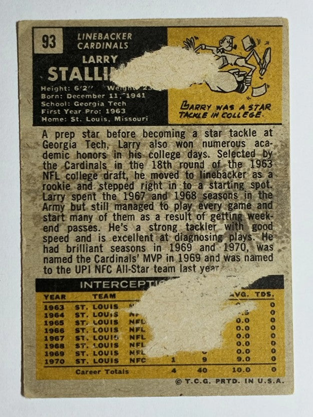 1971 Topps #93 Larry Stallings (POOR)