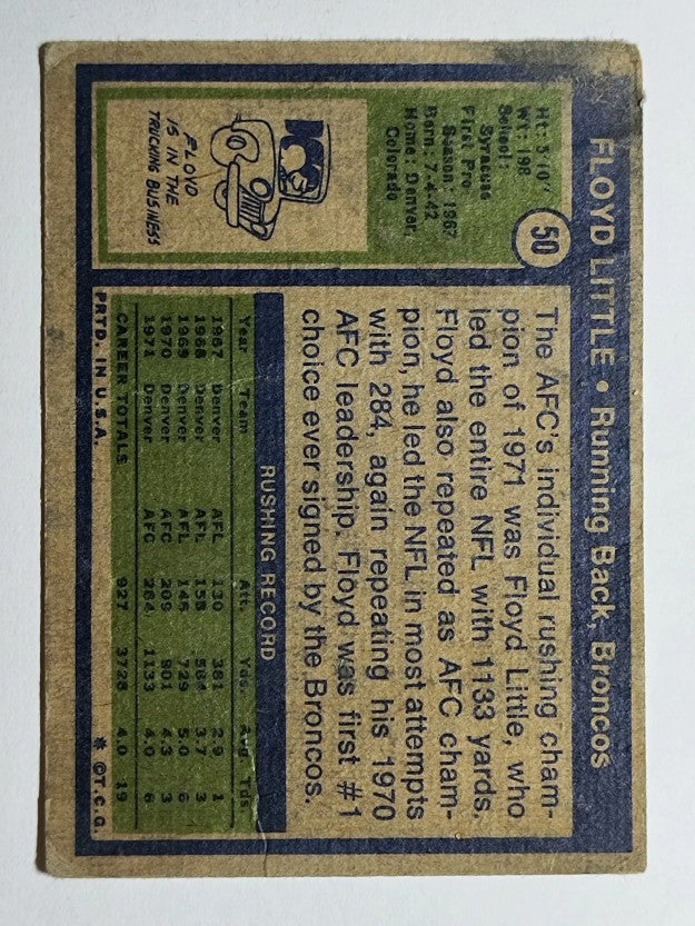 1972 Topps #50 Floyd Little (POOR)