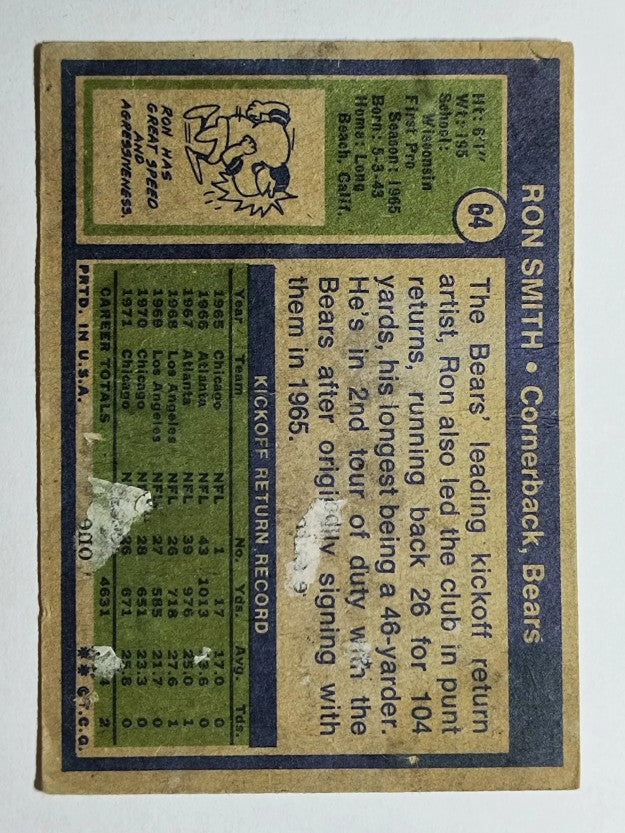 1972 Topps #64 Ron Smith (POOR)