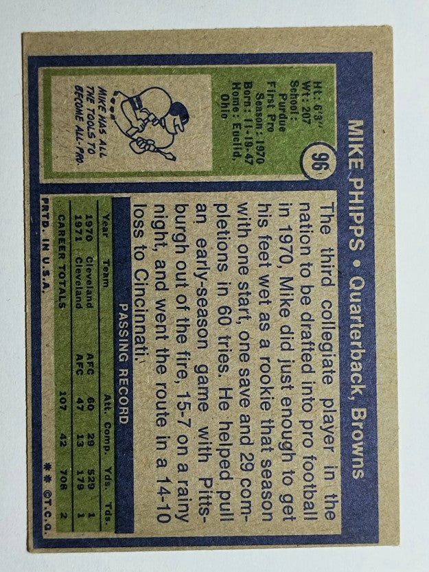 1972 Topps #96 Mike Phipps (VG)