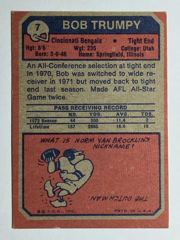 1973 Topps #7 Bob Trumpy (VGEX)