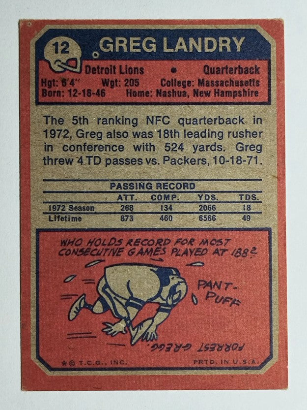 1973 Topps #12 Greg Landry (VGEX)