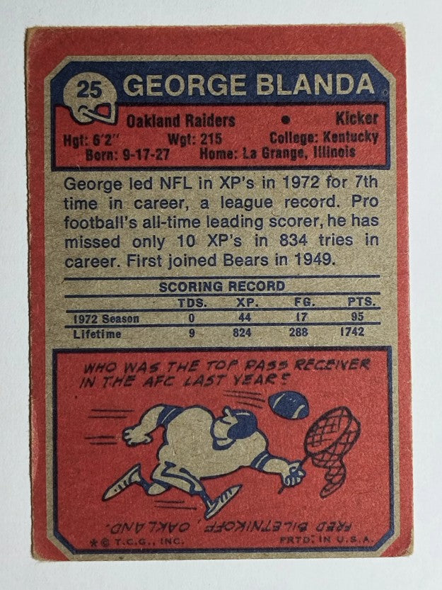 1973 Topps #25 George Blanda (GOOD)