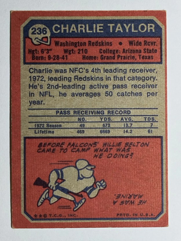 1973 Topps #236 Charley Taylor (VGEX)