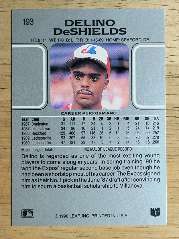 1990 Leaf #193 Delino DeShields RC