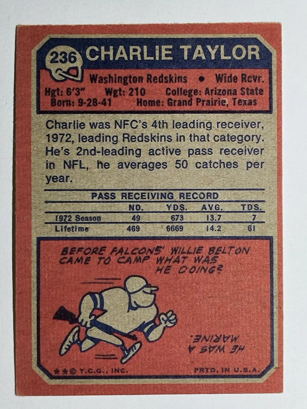 1973 Topps #236 Charley Taylor (VGEX)