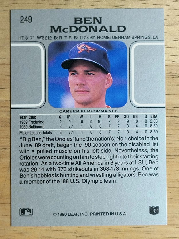1990 Leaf #249 Ben McDonald RC