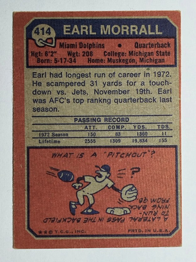 1973 Topps #414 Earl Morrall (VGEX)