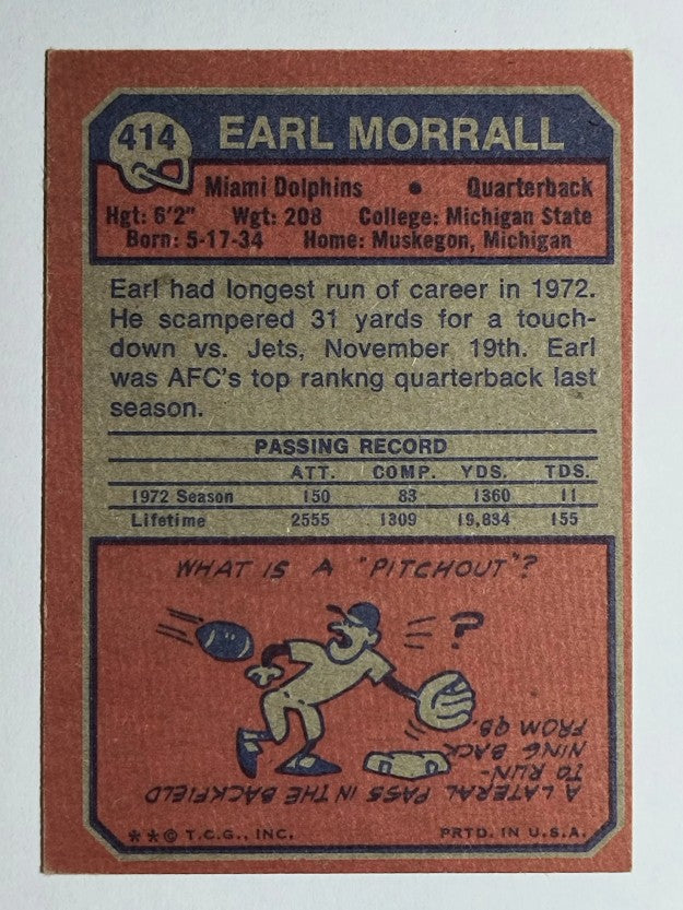 1973 Topps #414 Earl Morrall (VGEX)