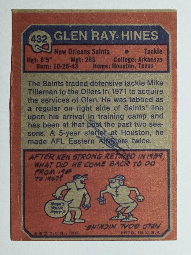 1973 Topps #432 Glen Ray Hines (POOR)