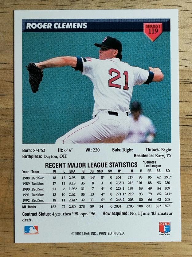 1993 Donruss #119 Roger Clemens